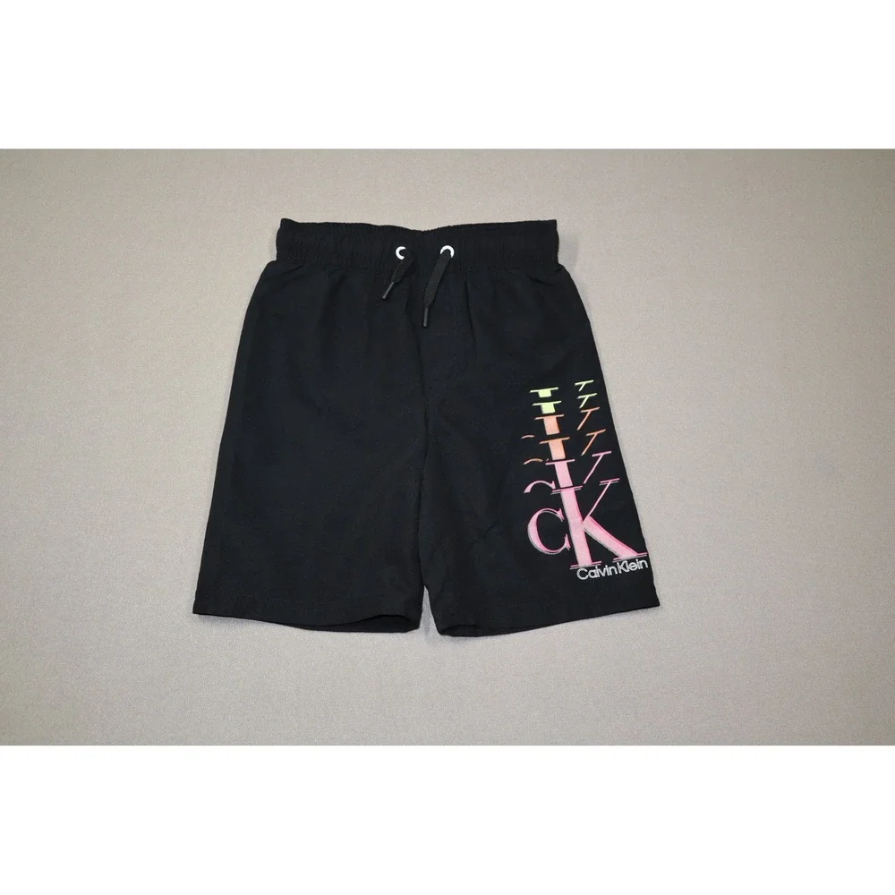 Calvin Klein Big‎ Boys Ombre Logo Swim Trunks - Black - Size Small